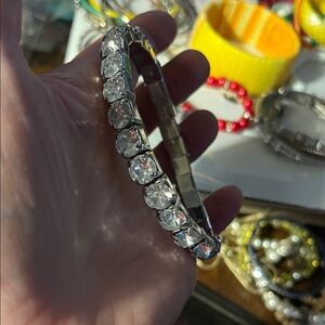 Crystal Stretch Bracelet - Silver Clear Stones 1331